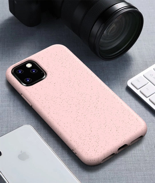 Biodegradable for iPhone 11 Case 11Pro Xs Max Eco-friendly Soft TPU for i Phone 7 8 6 Plus Xr Wheat Straw Mobile Phone Covers