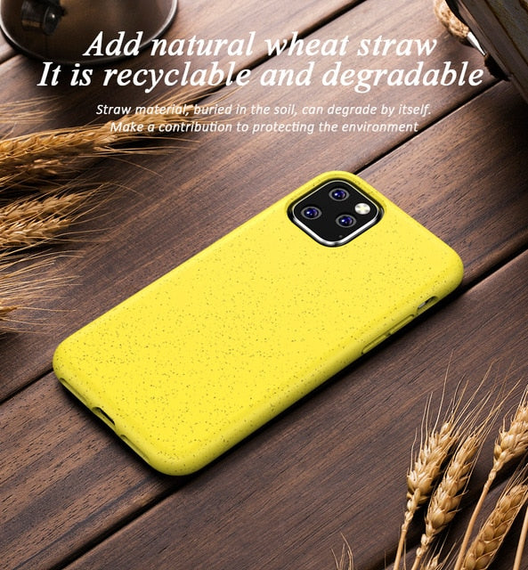 Biodegradable for iPhone 11 Case 11Pro Xs Max Eco-friendly Soft TPU for i Phone 7 8 6 Plus Xr Wheat Straw Mobile Phone Covers