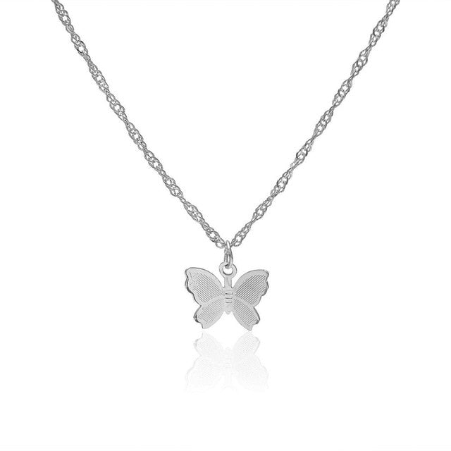 Fashion Choker Necklace Lovely Golden Silver Plated Butterfly Necklace Short Women Summer Holiday Romantic Gift Jewelry Wholesal