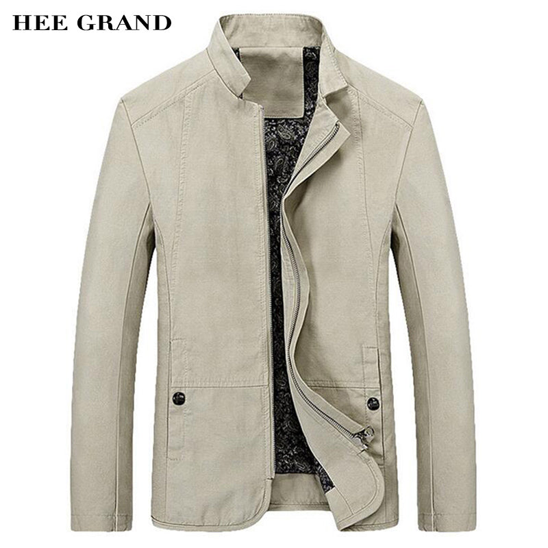 HEE GRAND 2017 Spring Autumn Men's Jacket Casual Slim Fit Solid Color Coat Zipper Stand Collar Outwear MWJ1778 - SweetShop