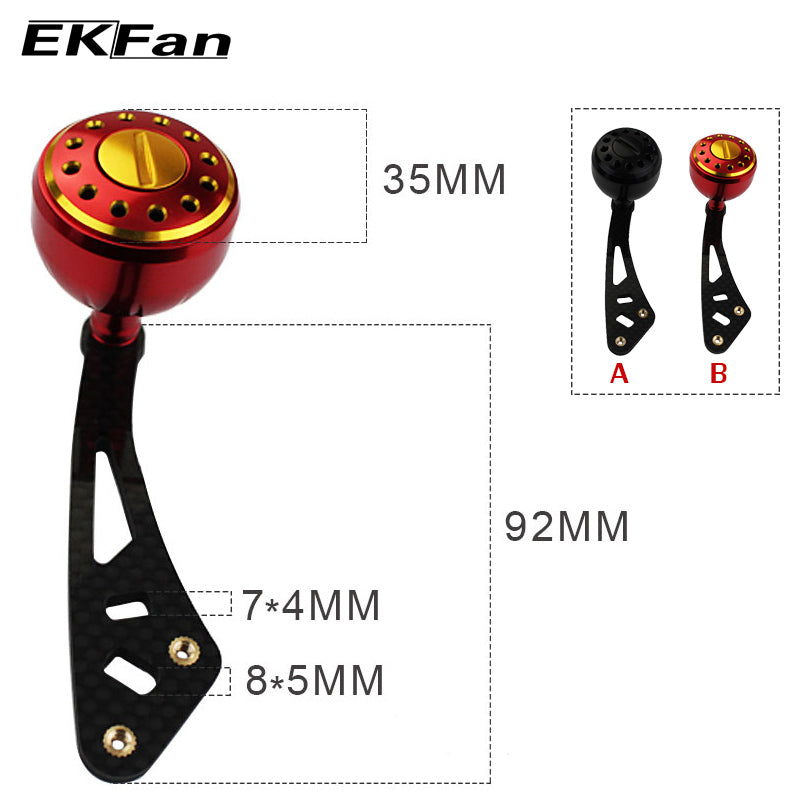 EKFan Fishing Reel Handle With 7*4mm & 8*5mm Hole Carbon Fiber Handle+ Metal Knob For Baitcasting Fishing Reel - SweetShop