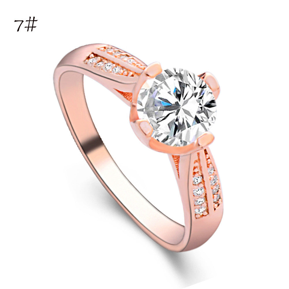 Flower Crystal Wedding Ring For Women Jewelry Accessories Rose Gold Gold Engagem - SweetShop