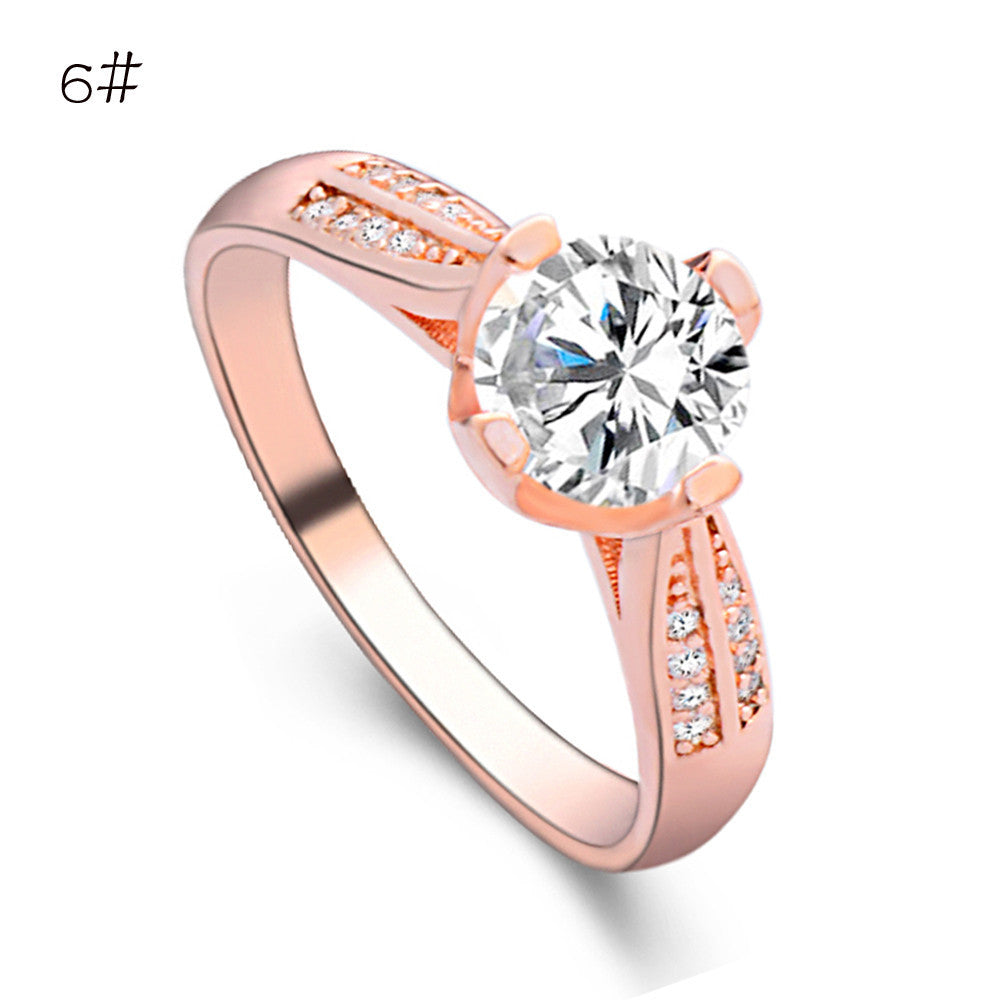 Flower Crystal Wedding Ring For Women Jewelry Accessories Rose Gold Gold Engagem - SweetShop